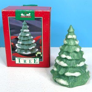 RARE Vintage Christmas Avenue Village Fine‎ Porcelain 4" Christmas Tree